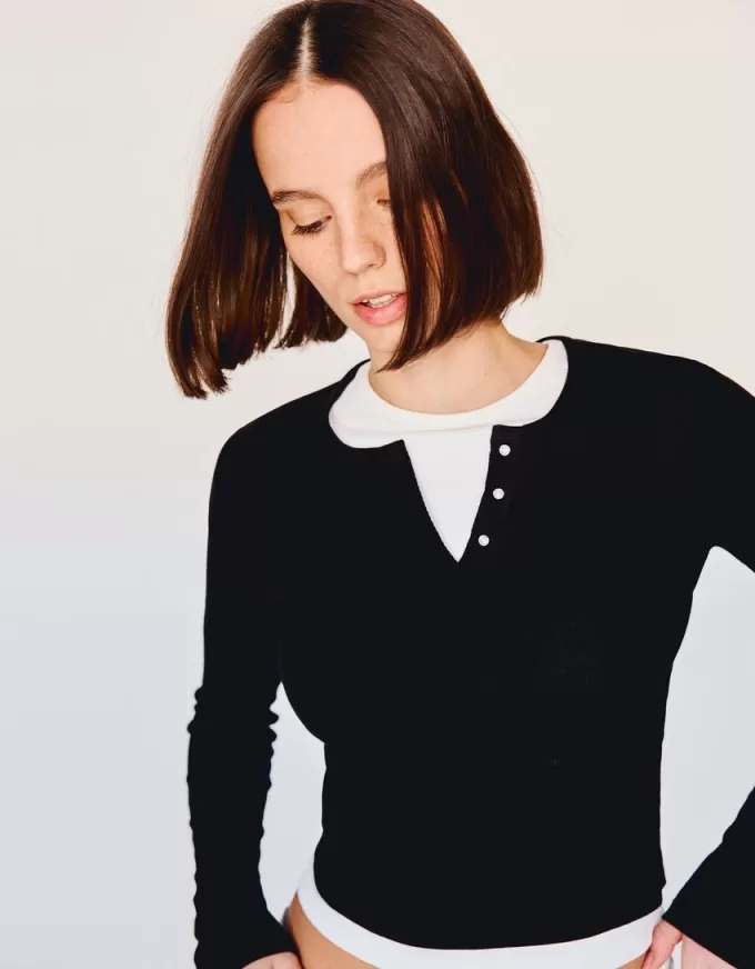 Long sleeve henley T-shirt