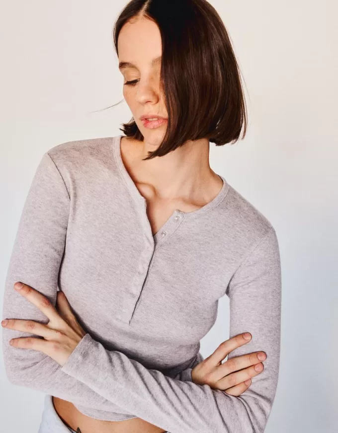 Long sleeve henley T-shirt