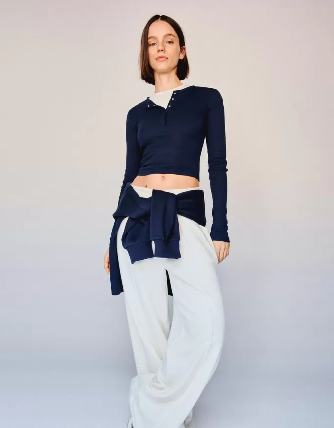 Long sleeve henley T-shirt