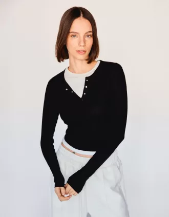 Long sleeve henley T-shirt