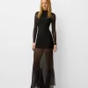 Long sleeve maxi tulle dress