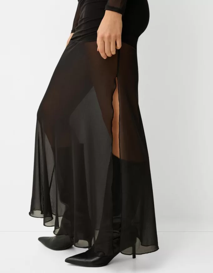 Long sleeve maxi tulle dress
