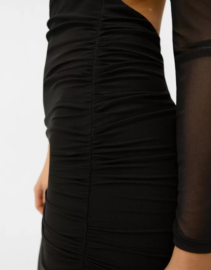 Long sleeve maxi tulle dress