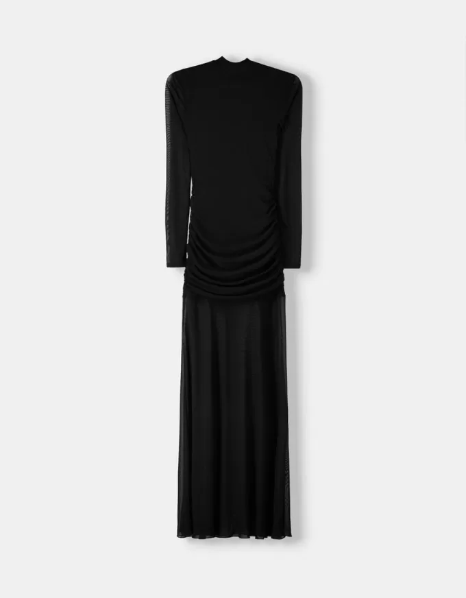 Long sleeve maxi tulle dress