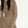 Long sleeve mini ribbed dress
