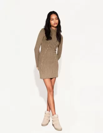 Long sleeve mini ribbed dress