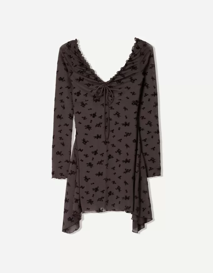 Long sleeve printed mini dress