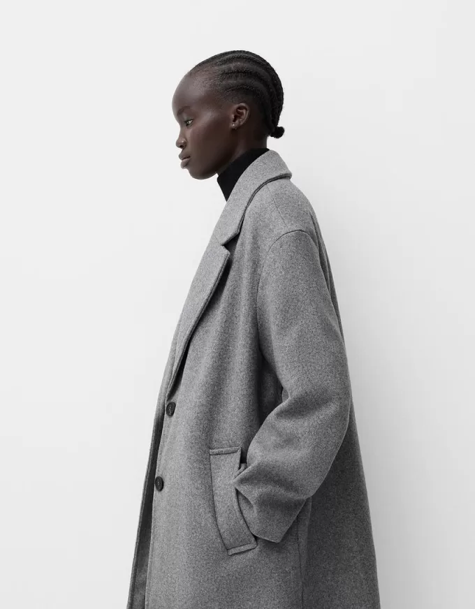 Oversize felt texture trench coat
