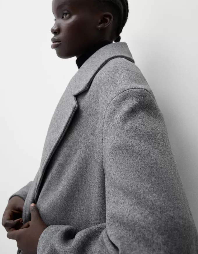 Oversize felt texture trench coat