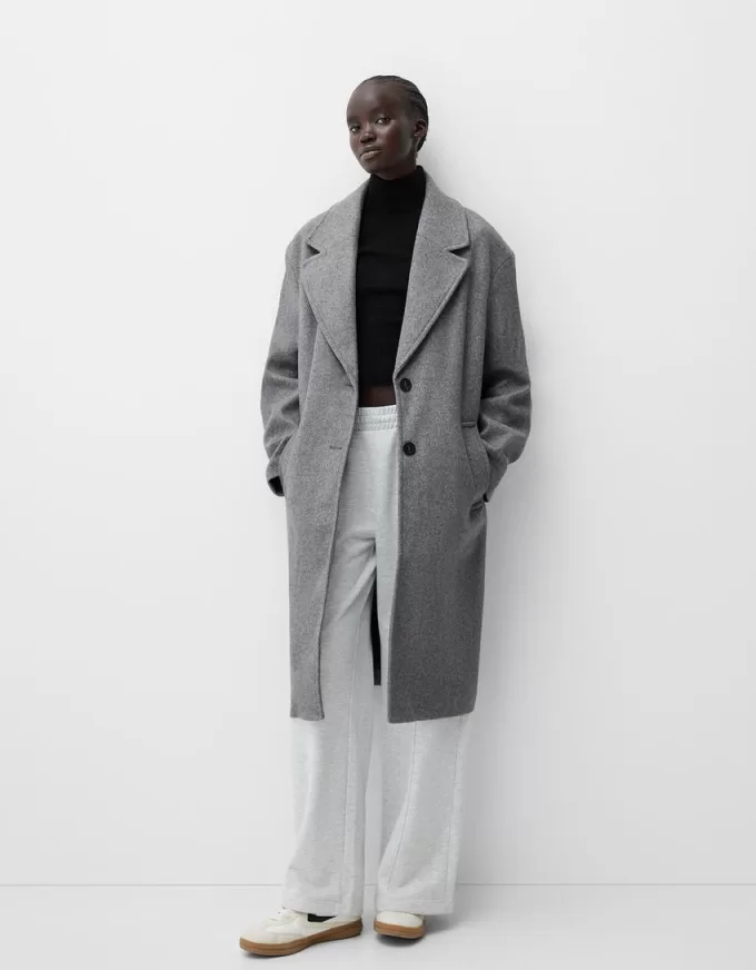 Oversize felt texture trench coat