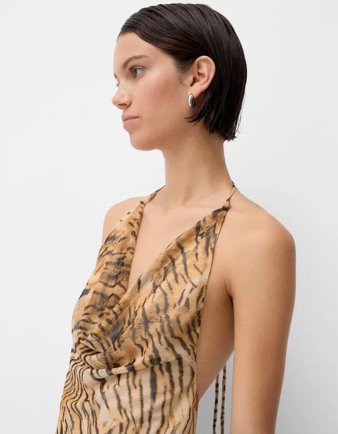 Long strappy tulle dress