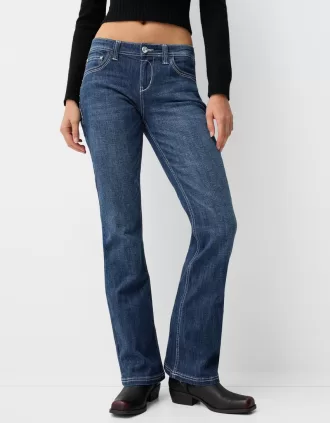 Low-rise boot-cut jeans with embroidery