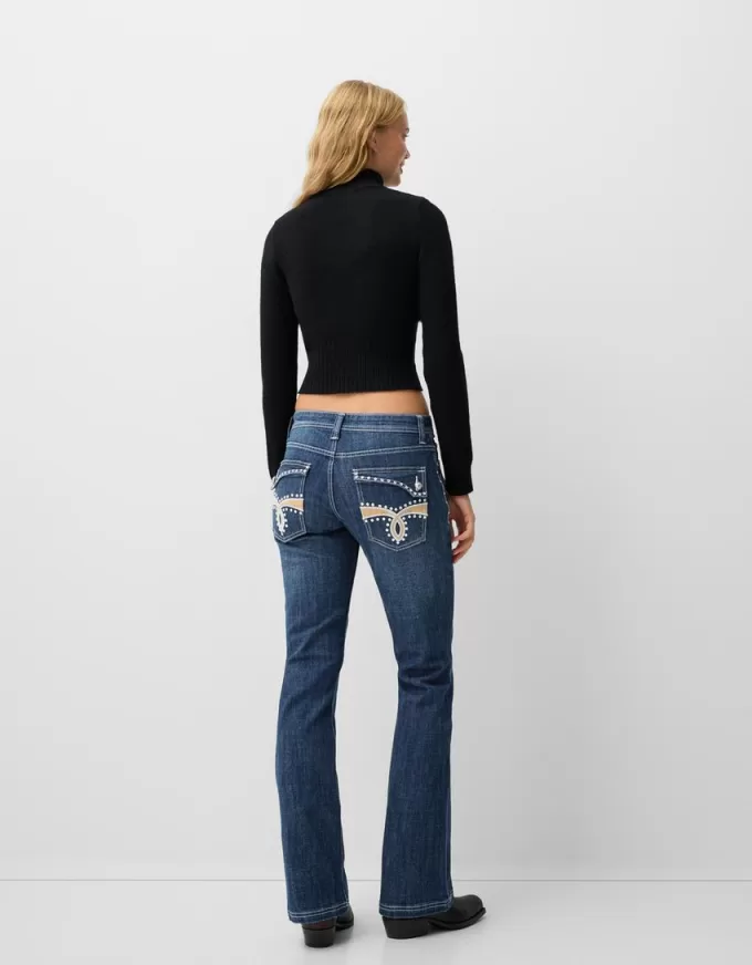 Low-rise boot-cut jeans with embroidery Low-rise boot-cut jeans with embroidery