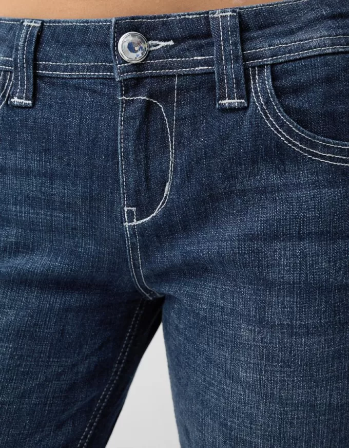 Low-rise boot-cut jeans with embroidery Low-rise boot-cut jeans with embroidery