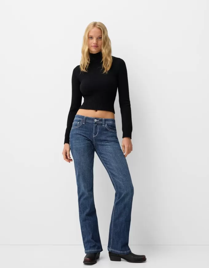 Low-rise boot-cut jeans with embroidery Low-rise boot-cut jeans with embroidery
