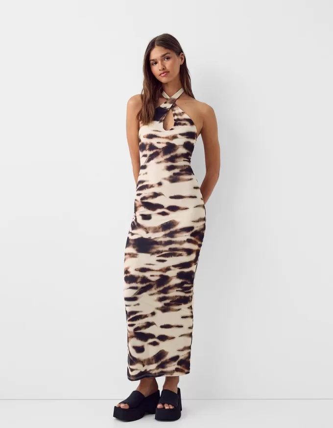 Maxi dress with crossover neckline Maxi dress with crossover neckline