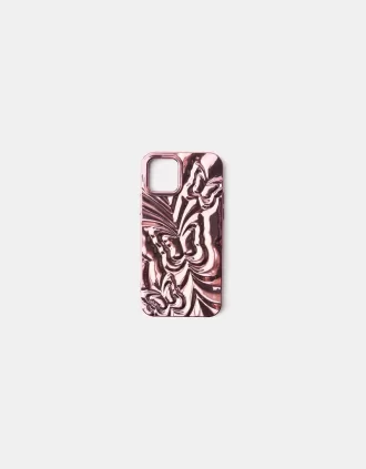 Metallic butterfly print cell phone case