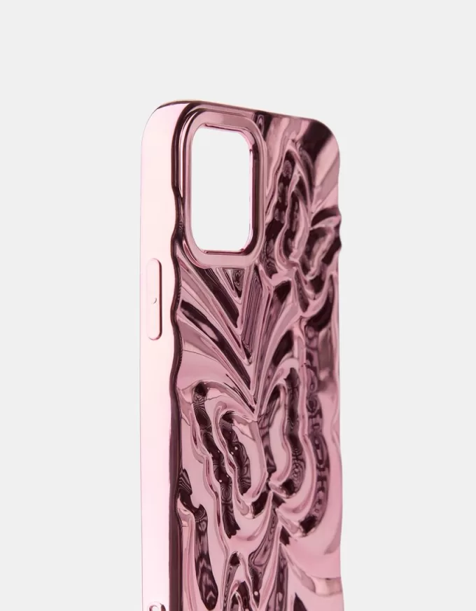 Metallic butterfly print cell phone case