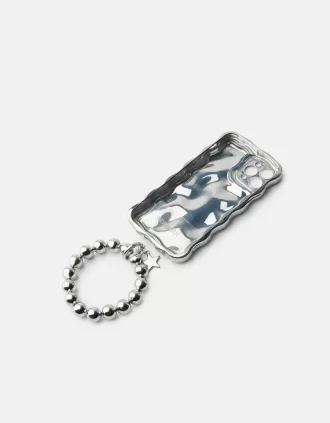 Metallic cell phone case with bracelet