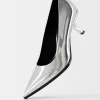 Metallic high-heel shoes