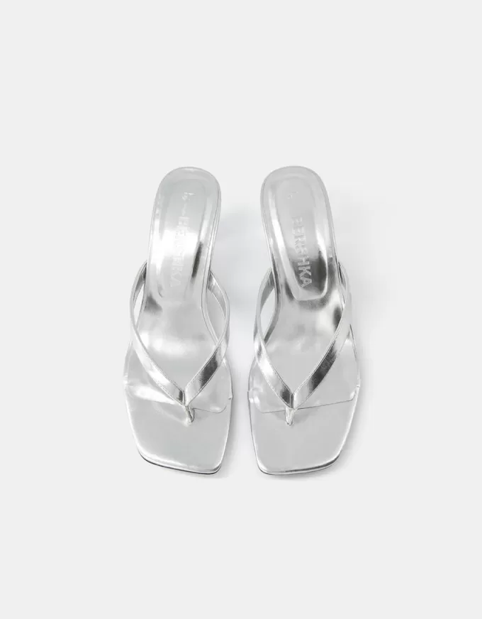 Metallic kitten-heel sandals Metallic kitten-heel sandals