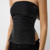 Metallic thread bandeau top with side vents