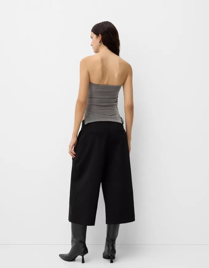 Metallic thread bandeau top with side vents