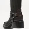 Mid-calf flat biker boots Mid-calf flat biker boots