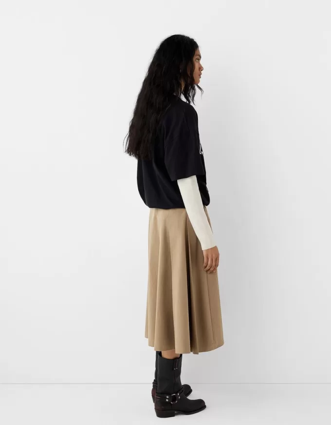 Midi skirt with box pleats and pockets Midi skirt with box pleats and pockets