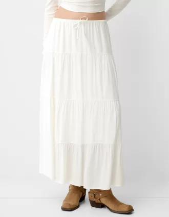 Midi skirt with elastic waist