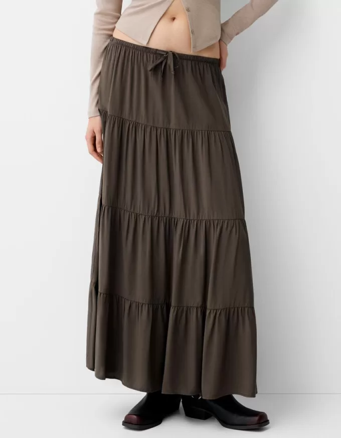 Midi skirt with elastic waist Midi skirt with elastic waist