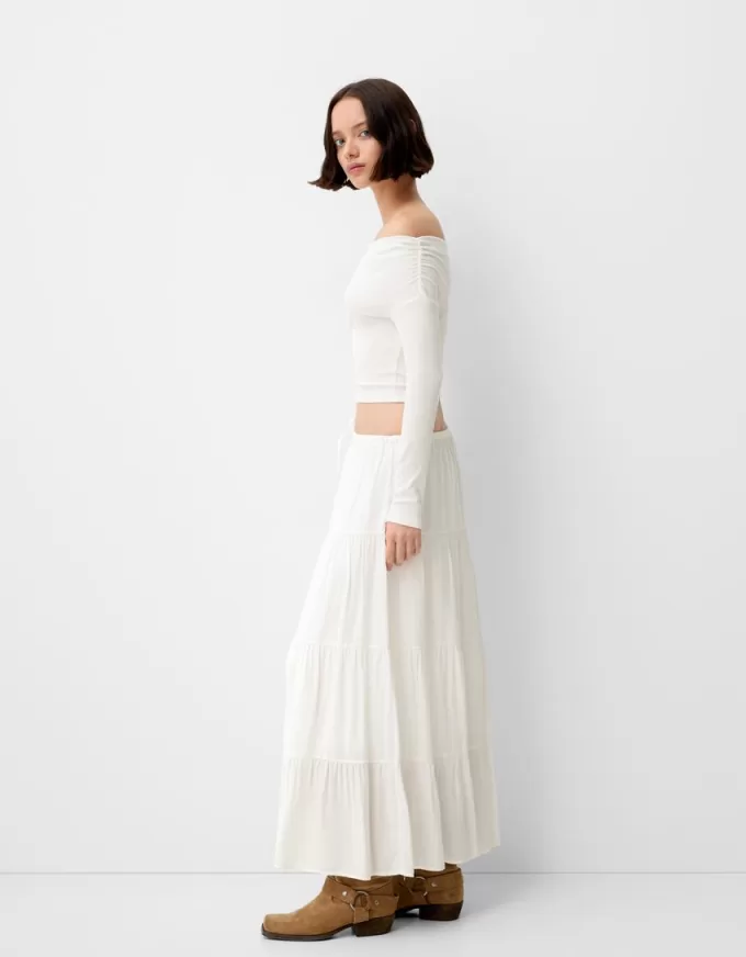Midi skirt with elastic waist Midi skirt with elastic waist