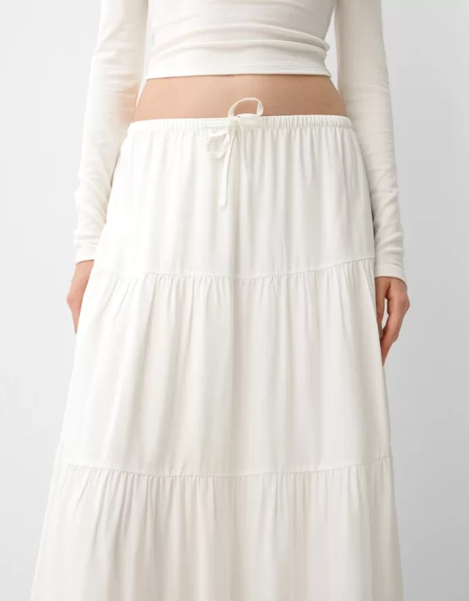 Midi skirt with elastic waist Midi skirt with elastic waist