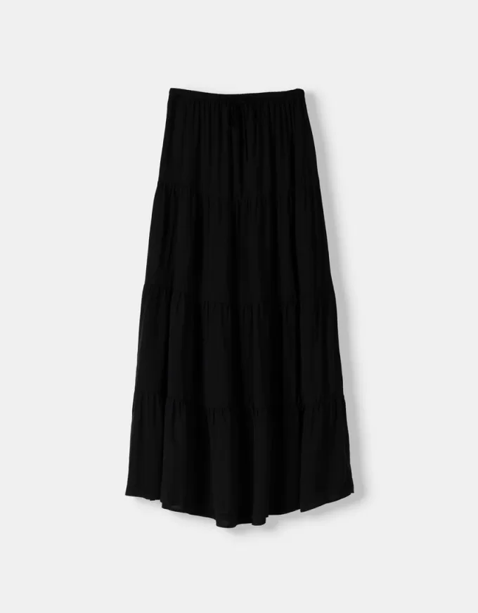 Midi skirt with elastic waist Midi skirt with elastic waist