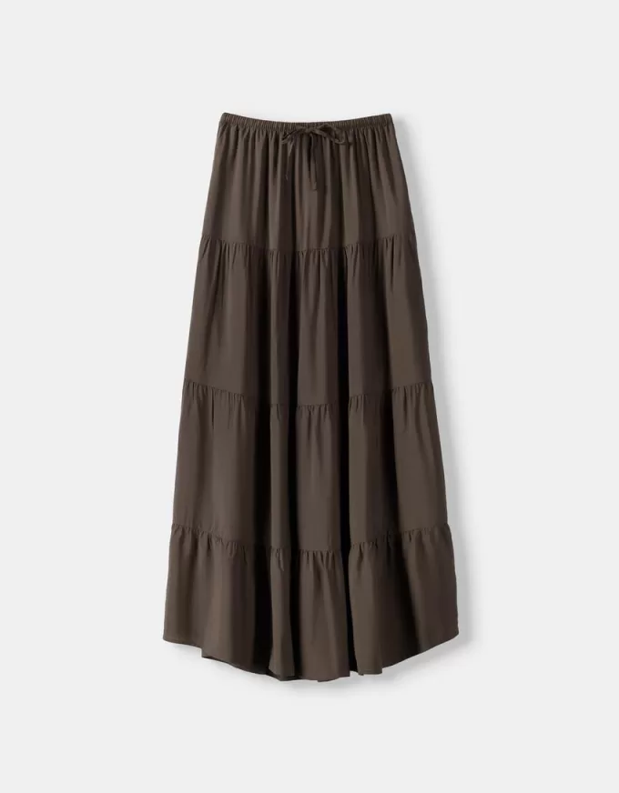 Midi skirt with elastic waist Midi skirt with elastic waist