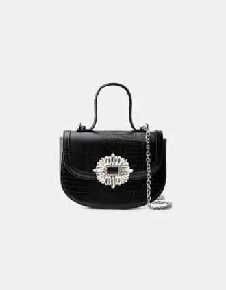 Minaudière with rhinestone clasp