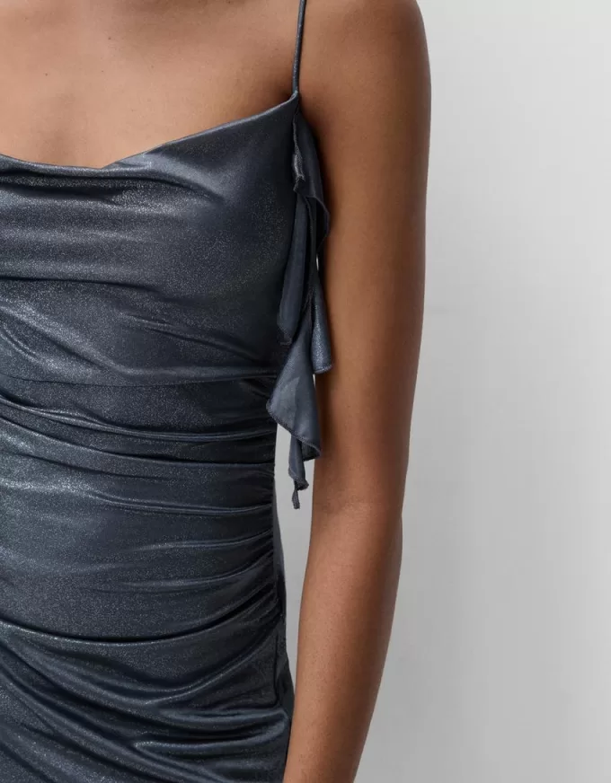 Mini dress with shiny straps Mini dress with shiny straps