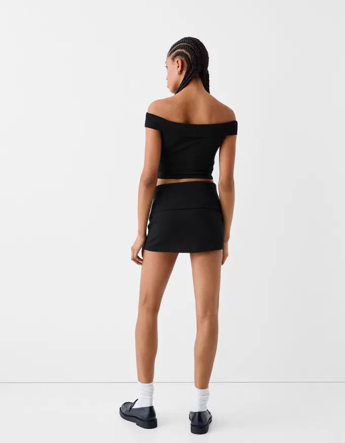 Mini fold-over-waist skirt