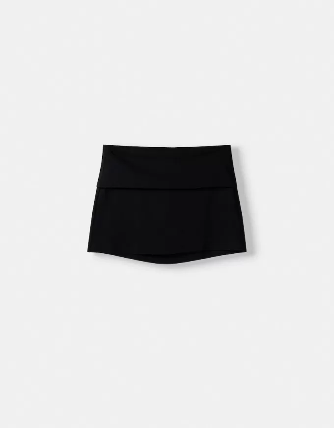 Mini fold-over-waist skirt