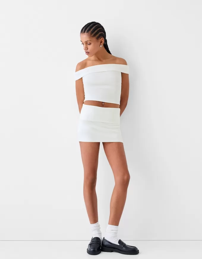 Mini fold-over-waist skirt