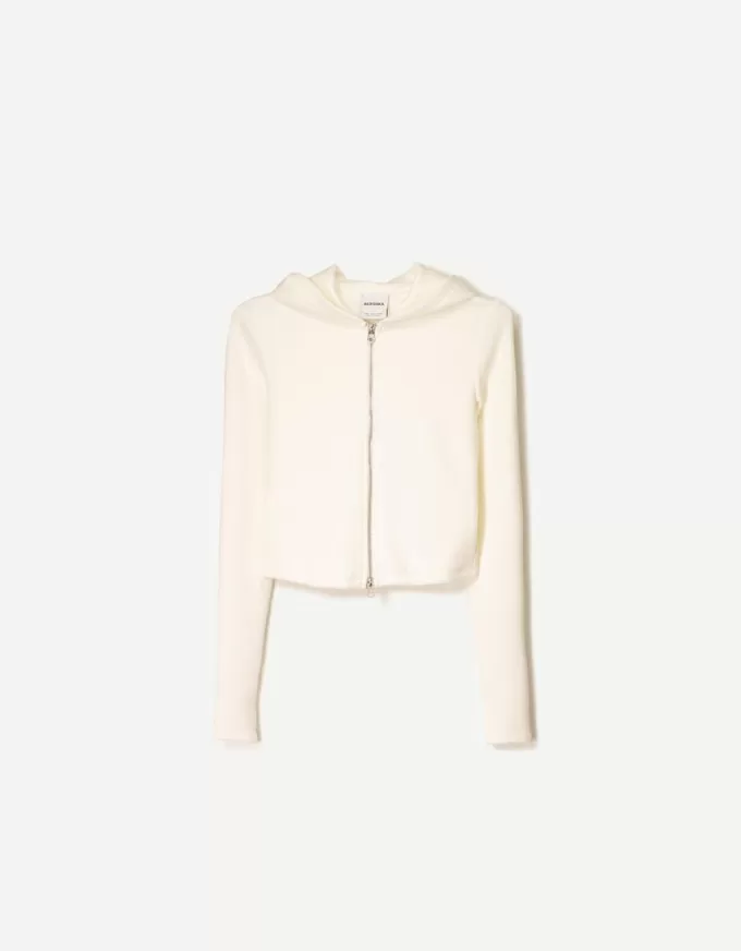 Modal zip-up hooded sweatshirt