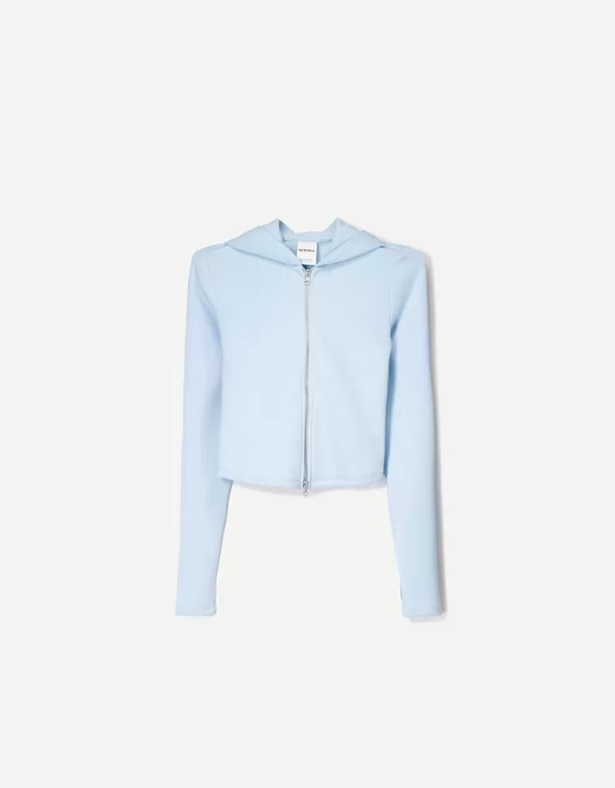 Modal zip-up hooded sweatshirt