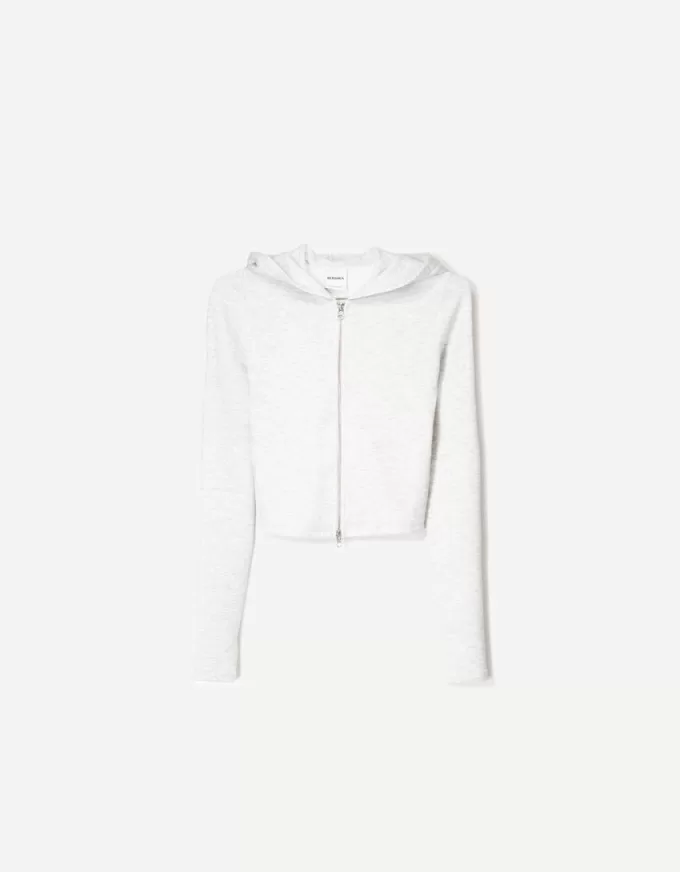 Modal zip-up hooded sweatshirt