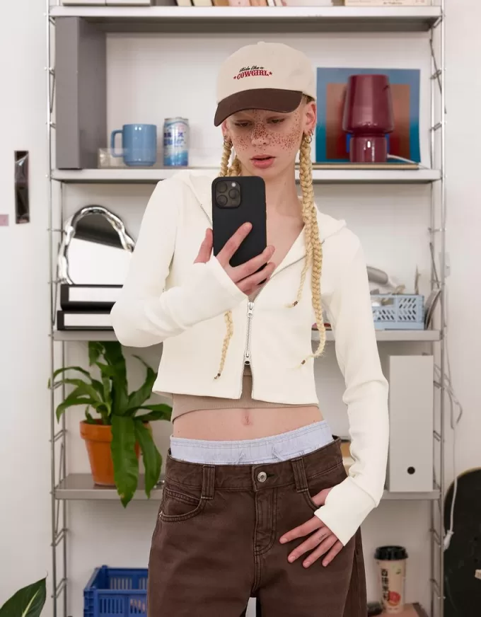 Modal zip-up hooded sweatshirt