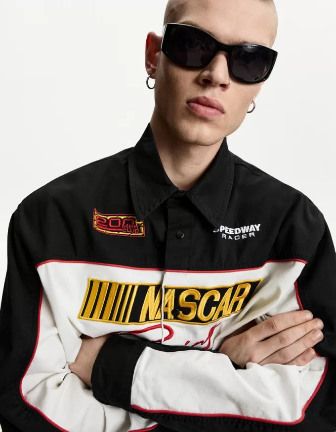 Nascar print long sleeve boxy fit shirt