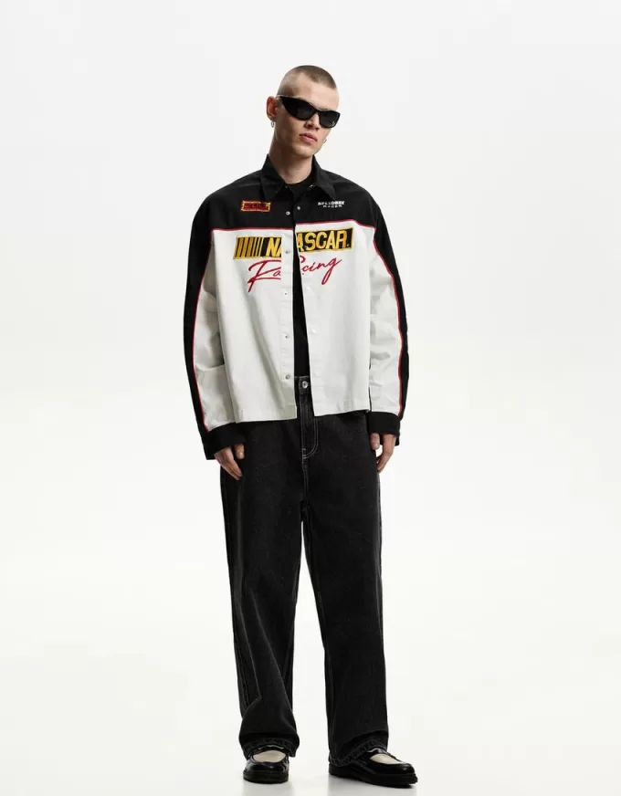 Nascar print long sleeve boxy fit shirt