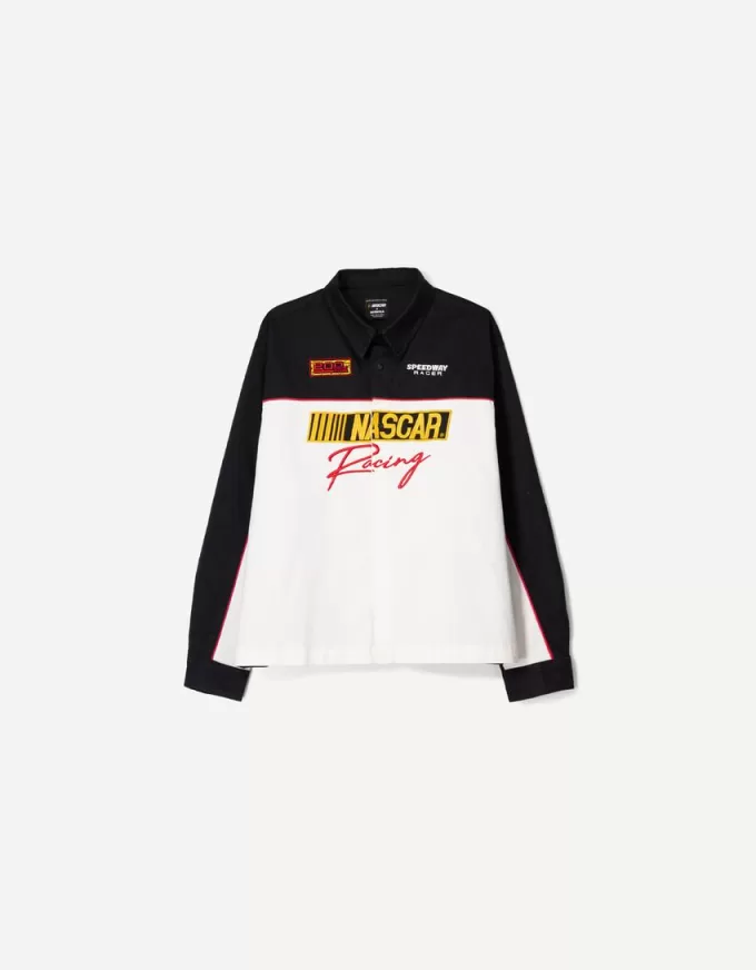 Nascar print long sleeve boxy fit shirt
