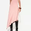 Off-the-shoulder asymmetric midi dress