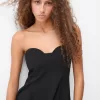 Off-the-shoulder flared mini dress with a sweetheart neckline