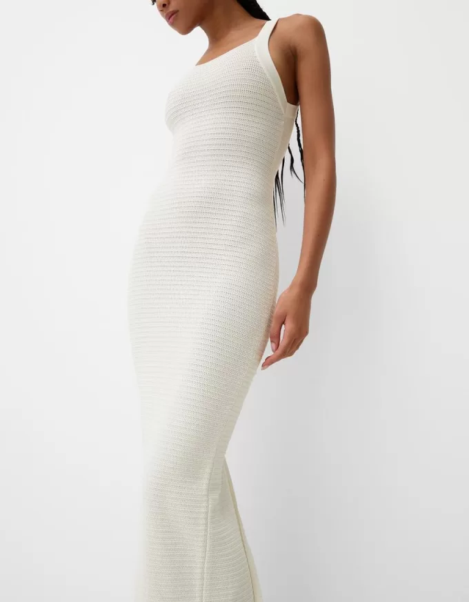 Open-knit midi dress with straps